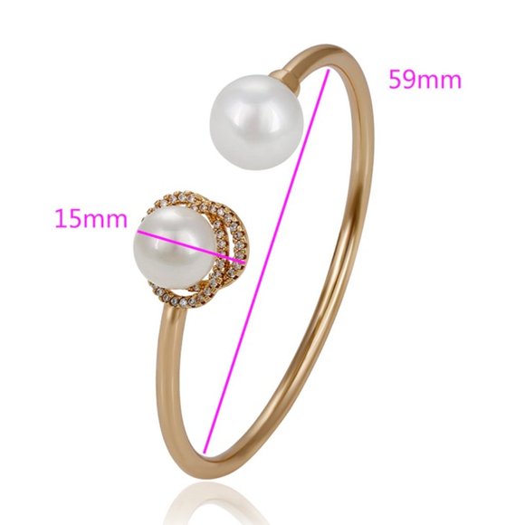 Beautiful Pearl 18KGP Bangle Bracelet - Picture 2 of 9